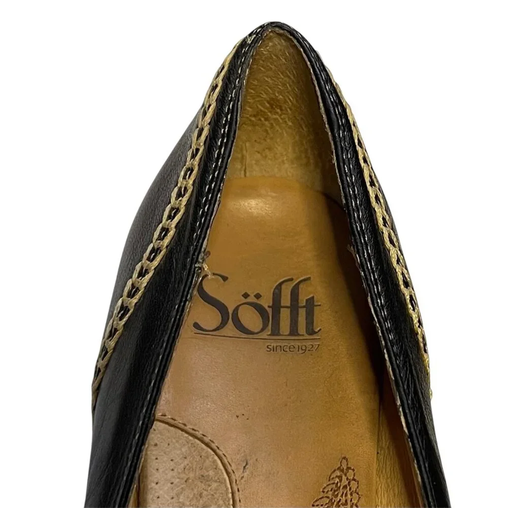 Söfft Black‎ & Tan Leather Slip On Low Heel Loafer Flats Sz.8